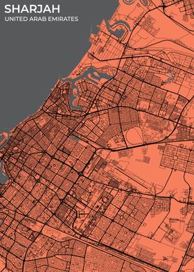 Sharjah UAE Map Design Art