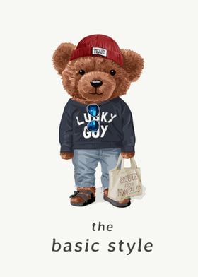 Bear toy in street fashion