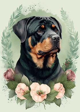 Rottweiler Floral