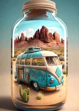 Colorful van in a bottle