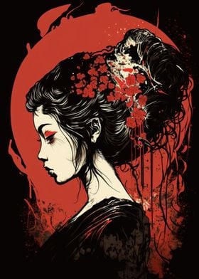 Sleek Geisha Portrait