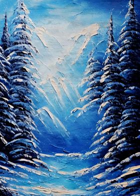 Winter scenery painting