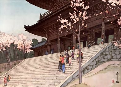 Ukiyo e Spring Temple