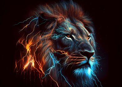 Lion and lightning