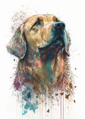 Colorful golden retriever