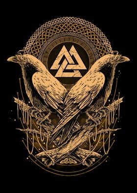 Viking Raven Valknut Odin