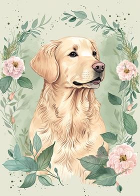 Golden Retriever Floral