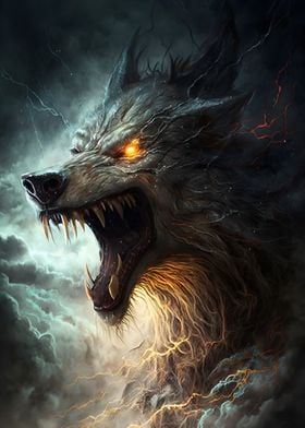 Raging Fenrir Norse Wolf