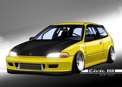 YELLOW HONDA CIVIC EG6