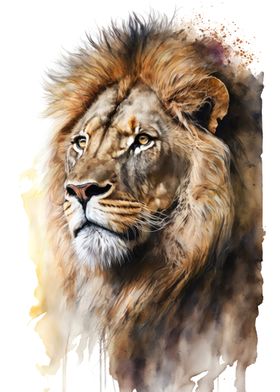 Lion in watercolor