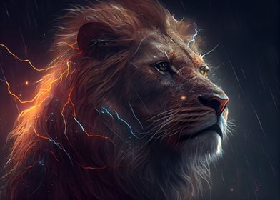 Lion and lightning' Poster by Below Horizon | Displate