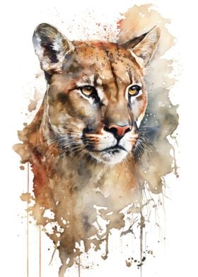 Cougar in watercolor