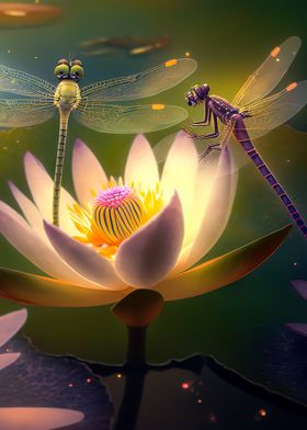 Dragonfly And Lotus