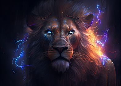 Lion and lightning