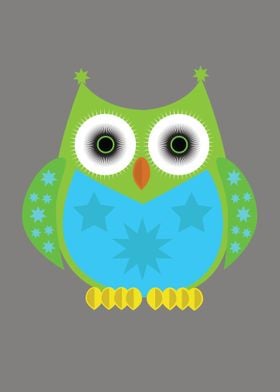 Star Owl Green Blue