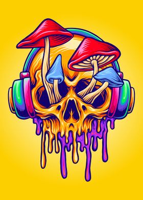 Mushroom Skull Psychedelic