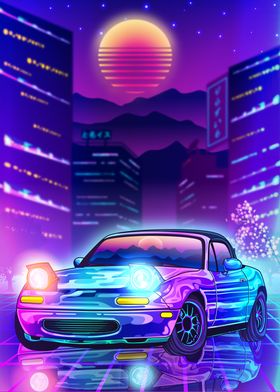 MX5 Miata Synthwave City