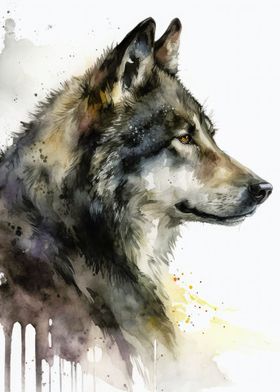 Wolf Portrait Watercolor