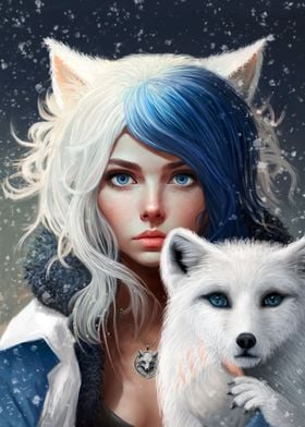 Girl and the white fox