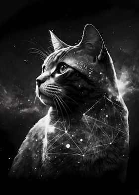 Galaxy Nebula Cat Fantasy