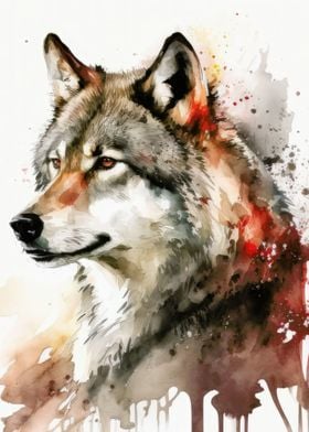 Wolf Portrait Watercolor