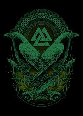 Valknut Raven Odin Viking