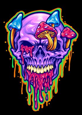 Trippy Mushroom Skull