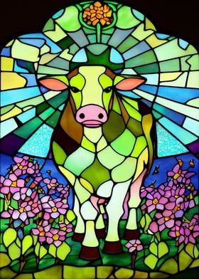 Cow Stained Glass Style 