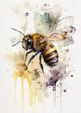 Buzzing Bee Watercolor