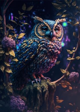 colorful abstract owl