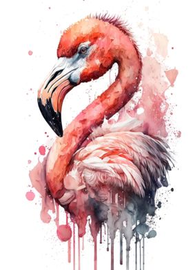 Flamingo in watercolor