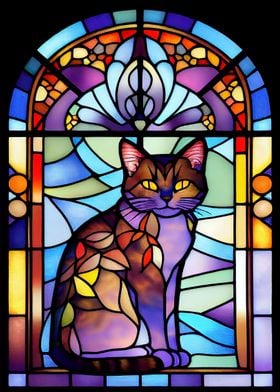 Cat Stained Glass Style 