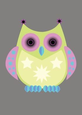 Star Owl Green Purple Blue