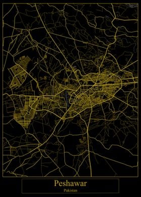 Peshawar Pakistan Gold Map