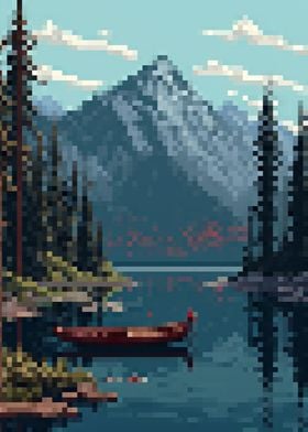 Pixel art canoe
