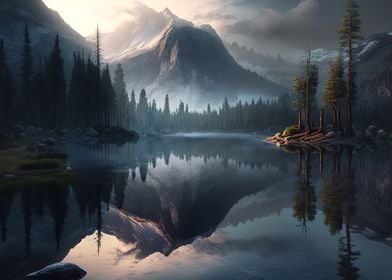 mountain lake landscape