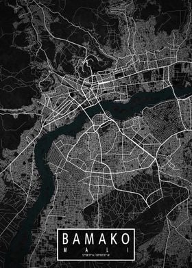 Bamako City Map Dark