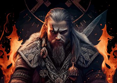 Viking Warrior in Flames