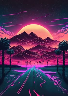 Neon Sunrise Mountains