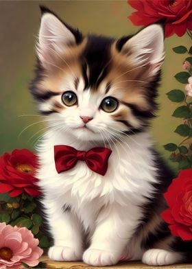 Cute Kitten wearing a Bow 