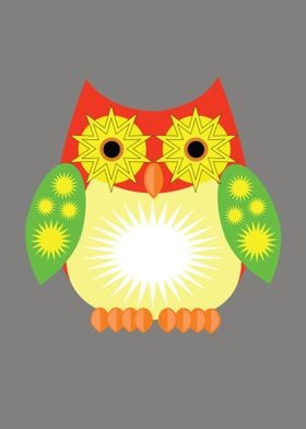 Star Owl Red Yellow Green