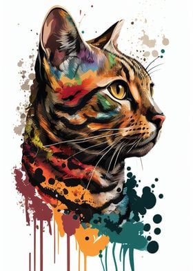 Colorful Bengal Cute Cat