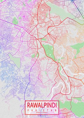 Rawalpindi Map Colorful