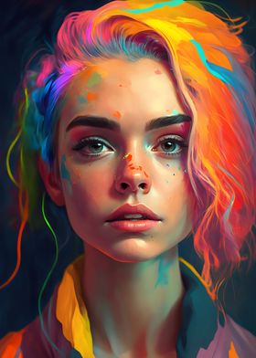 Colorful teen girl