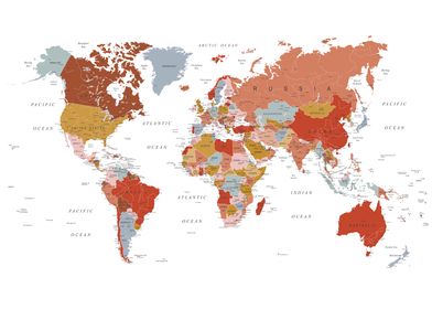 World Map Boho Colors