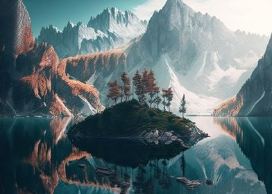 mountain lake landscape