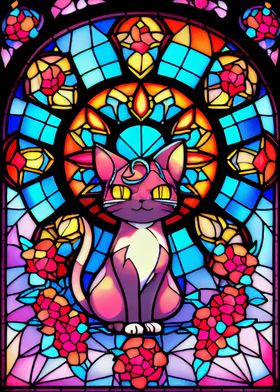 Cat 2 Stained Glass Style 