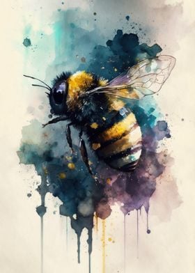 Buzzing Bee Watercolor