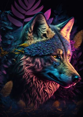 colorful abstract wolf