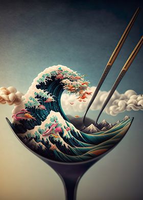 Chopsticks Japan Wave Art